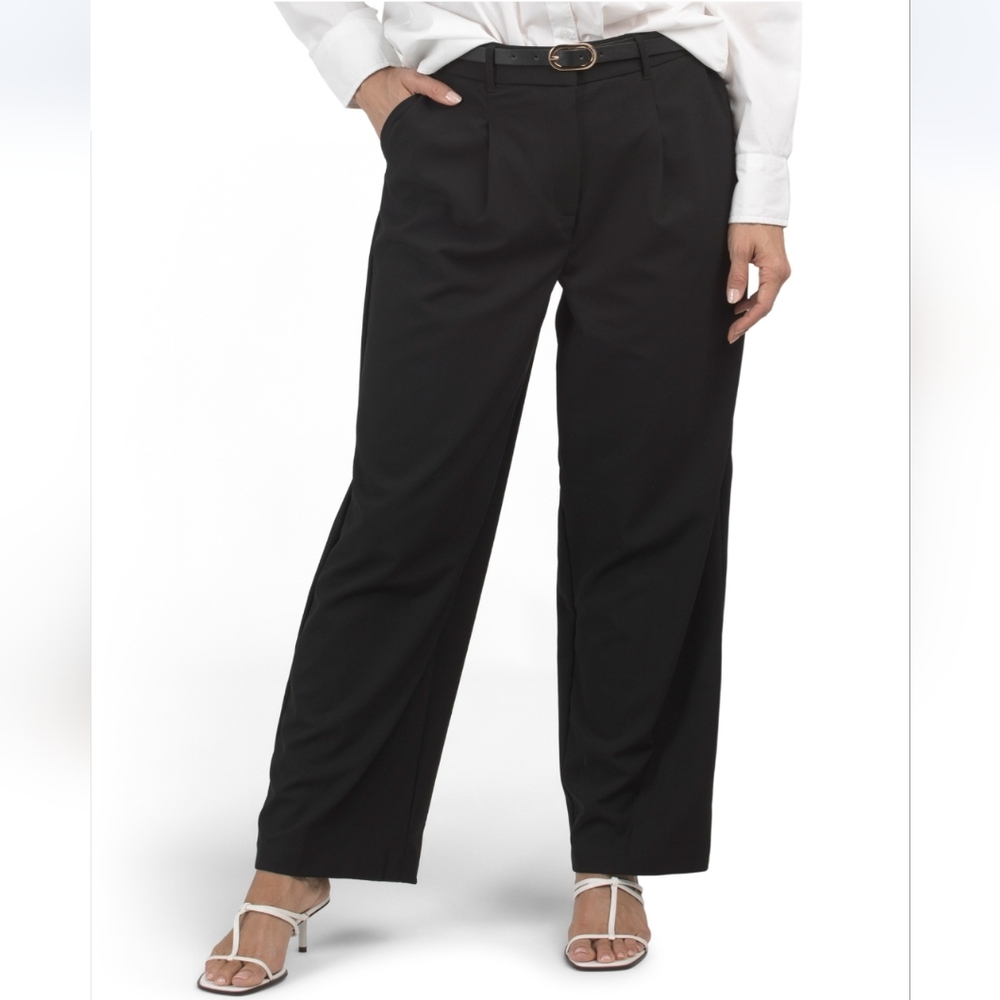 Haver And Blair Women's Black Seasonless Wide Leg Petite Trousers